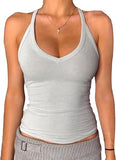 Danysu V Neck Racerback Tank Top with Built in Bra