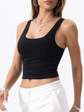 Danysu Solid Women Square Neck Tank Top with Built in Bra