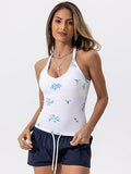 Danysu V Neck Racerback Floral Tank Top with Built in Bra