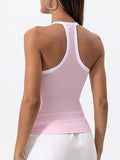 Danysu V Neck Racerback Color Block Tank Top with Built in Bra