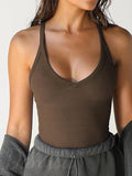 Danysu V Neck Racerback Tank Top with Built in Bra