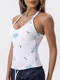 Danysu V Neck Racerback Floral Tank Top with Built in Bra