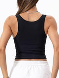 Danysu Solid Women Square Neck Tank Top with Built in Bra