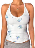 Danysu V Neck Racerback Floral Tank Top with Built in Bra