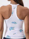 Danysu V Neck Racerback Floral Tank Top with Built in Bra