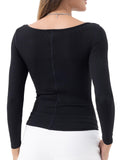 Danysu Women's Ribbed Long Sleeve Twist Front Top