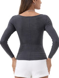 Danysu Women's Ribbed Long Sleeve Twist Front Top