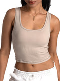 Danysu Women Square Neck Tank Top with Built in Bra