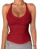 Danysu V Neck Racerback Tank Top with Built in Bra